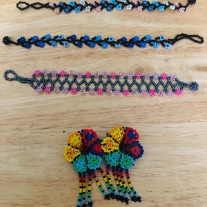 Mexican huichol beaded jewelry handmade jewelry lot